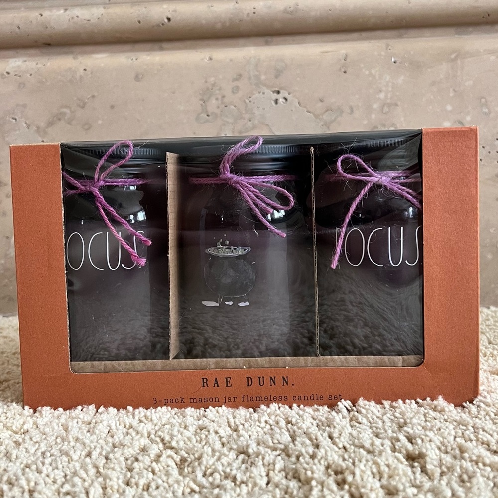 🆕 HTF Rae Dunn HOCUS POCUS 3pk Flameless Candle Set 💜